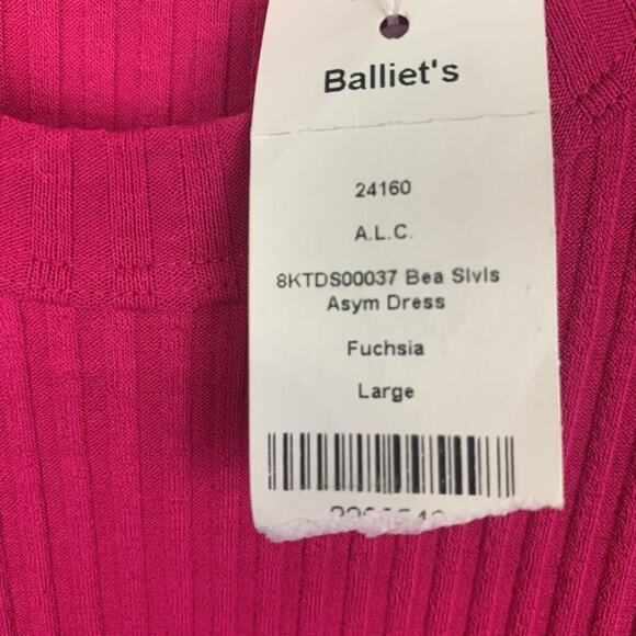 ALC Dress Womens Size Large Pink Bea Ribbed Sleeveless Asymmetric Cocktail New - Picture 5 of 6